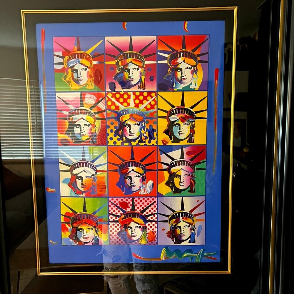 Peter Max  COA Authentic - LIBERTY AND JUSTICE FOR ALL Mixed Media Painting